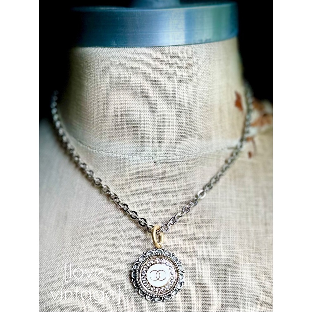 Repurposed Chanel. Authentic Chanel button repurposed into a stunning necklace!